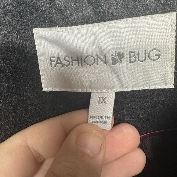 Fashion Bug Women’s 1X Peacoat Jacket Gray Wool Blend Double Breasted - Picture 9 of 12